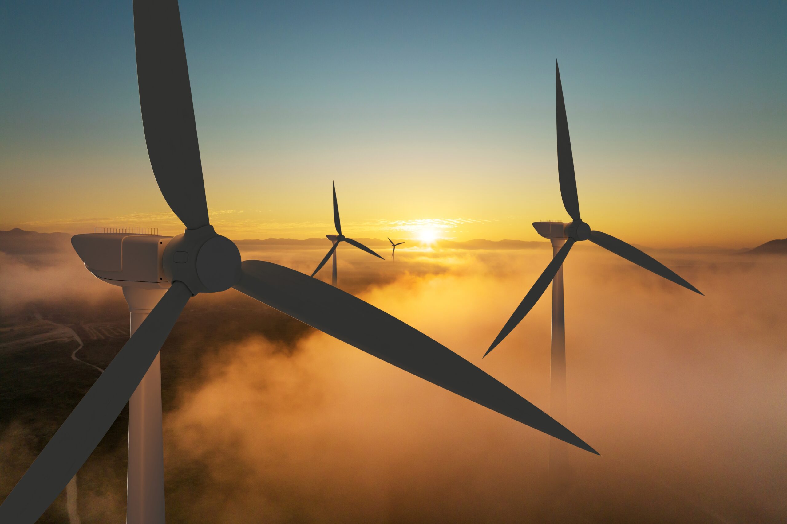 Wind mills in sunrise